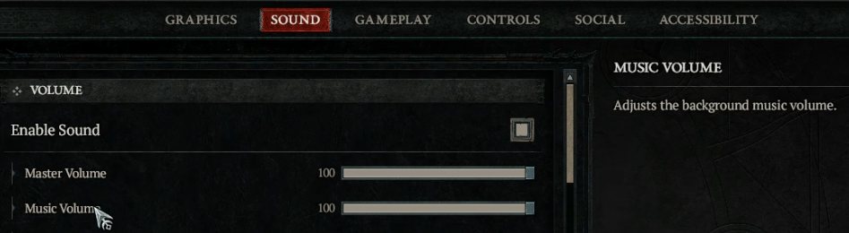 Diablo 4 Music Volume