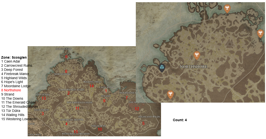 Diablo 4 Northshore Altars of Lilith Location