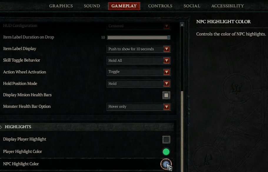 Diablo 4 NPC Highlight Color