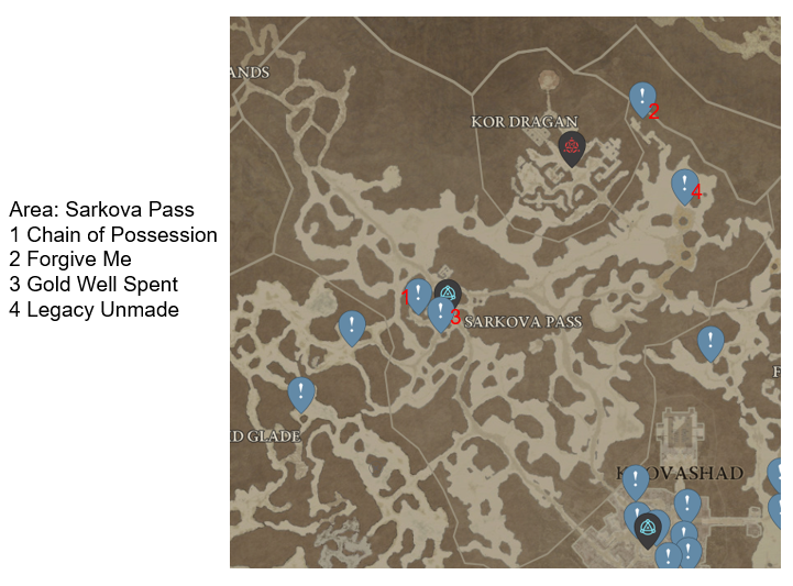 Diablo 4 Sarkova Pass Side Quests