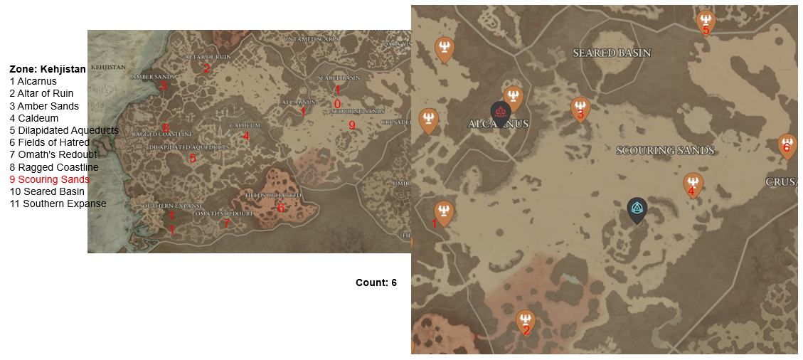 Diablo 4 Scouring Sands Altars of Lilith Location