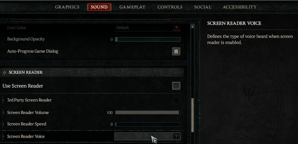 Diablo 4 Screen Reader Voice