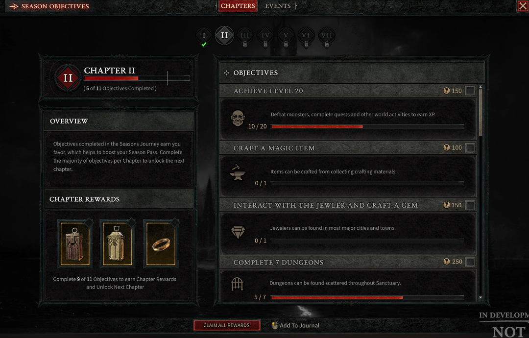 Diablo 4 Season Journey interface