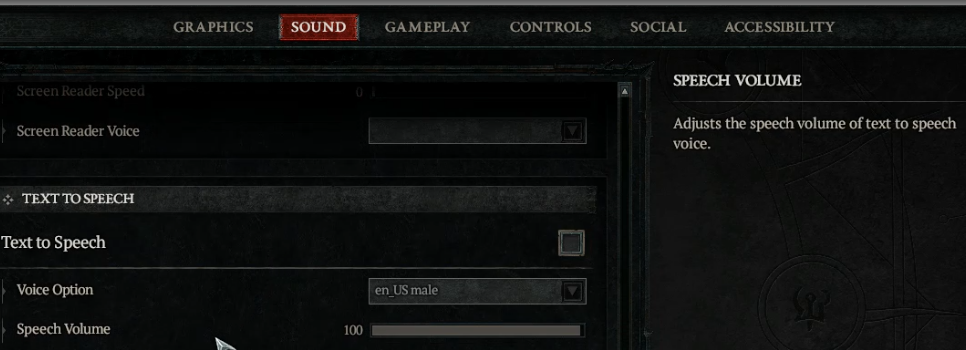 Diablo 4 Text to Speech Volume