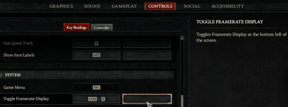 Diablo 4 Toggle Framerate Display Hotkey