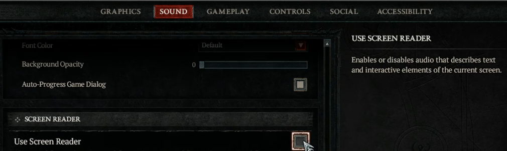 Diablo 4 Use Screen Reader