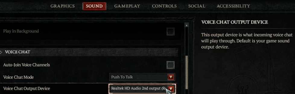 Diablo 4 Voice Chat Output Device
