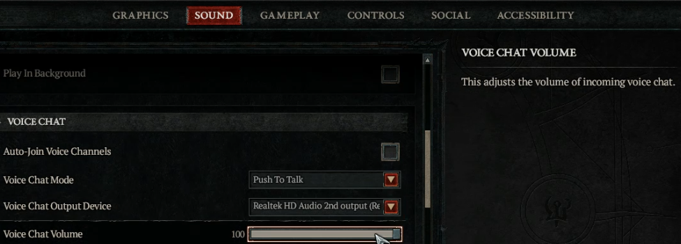 Diablo 4 Voice Chat Volume