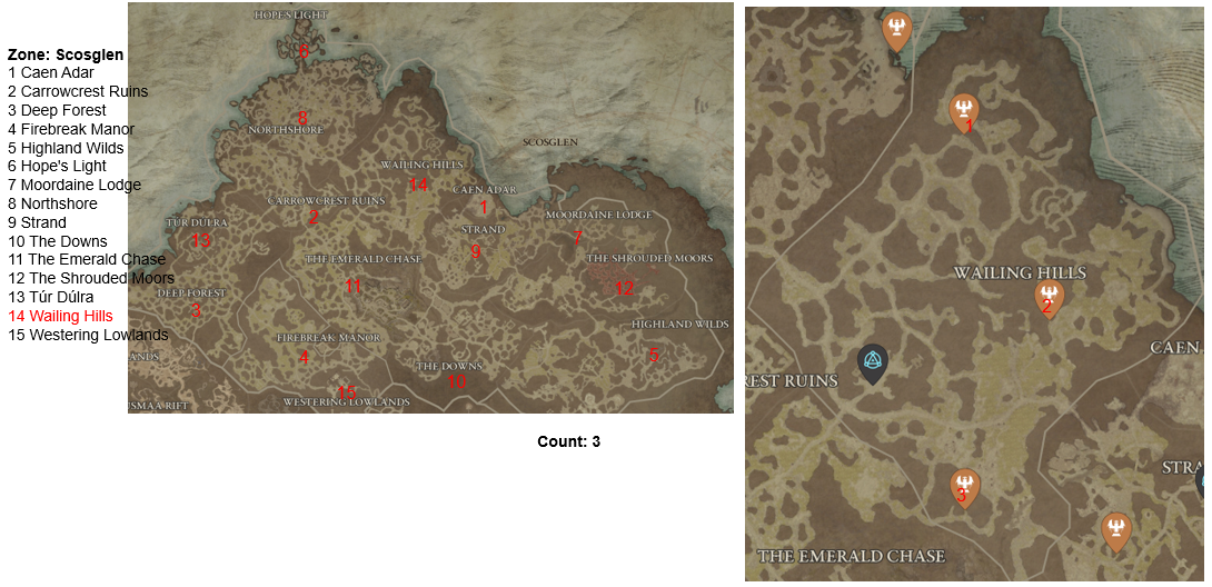 Diablo 4 Wailing Hills Altars of Lilith Location