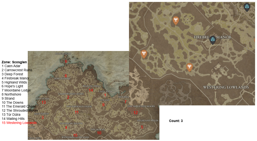 Diablo 4 Westering Lowlands Altars of Lilith Location