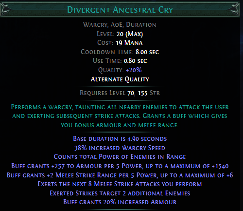 Divergent Ancestral Cry PoE