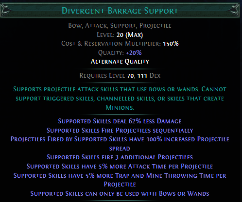 Divergent Barrage Support PoE