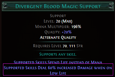 Divergent Blood Magic Support PoE