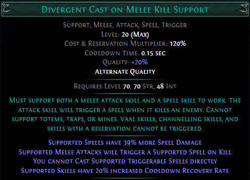 Divergent Cast on Melee Kill Support PoE