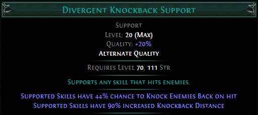 Divergent Knockback Support PoE