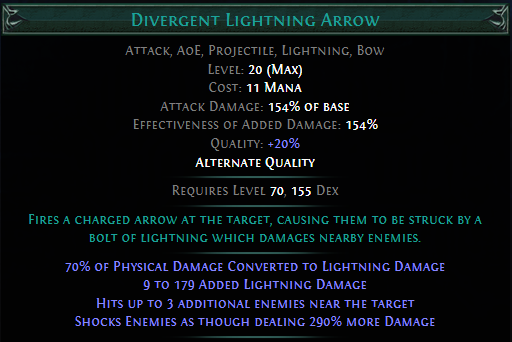 Divergent Lightning Arrow PoE