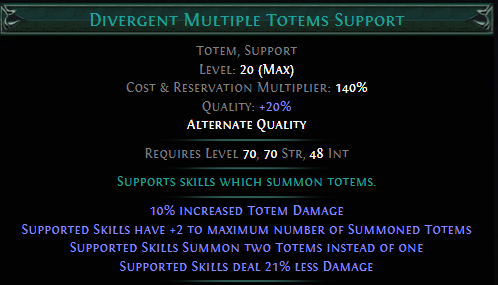 Divergent Multiple Totems Support PoE