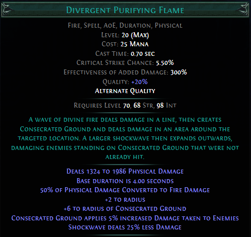 Divergent Purifying Flame PoE