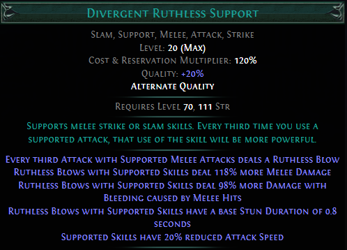Divergent Ruthless Support PoE