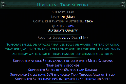Divergent Trap Support PoE