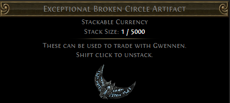 Exceptional Broken Circle Artifact PoE