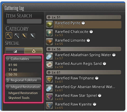 FFXIV Gathering Log