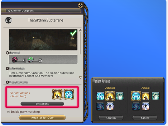 FFXIV Setting Variant Actions