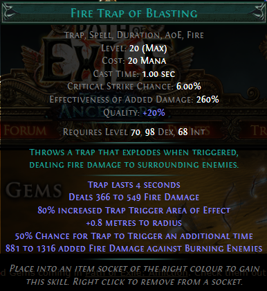 PoE Fire Trap of Blasting