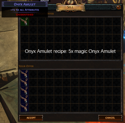 Five magic Onyx Amulet recipe