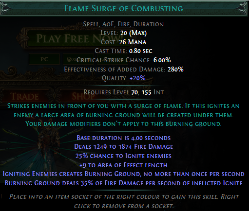 PoE Flame Surge of Combusting