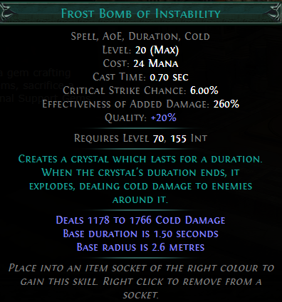 PoE Frost Bomb of Instability
