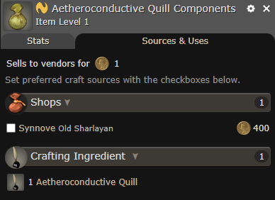 FFXIV Aetheroconductive Quill Components