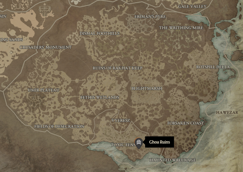 Ghoa Ruins Diablo 4 Location