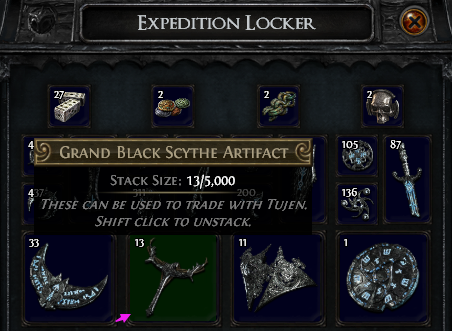 Grand Black Scythe Artifact PoE