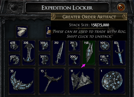 Greater Order Artifact PoE