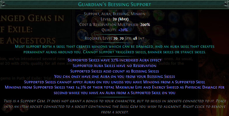 PoE Guardian’s Blessing Support