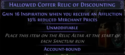 Hallowed Coffer Relic of Discounting PoE
