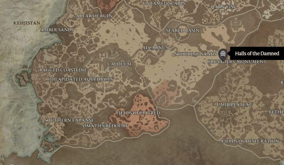 Halls of the Damned Diablo 4 Location