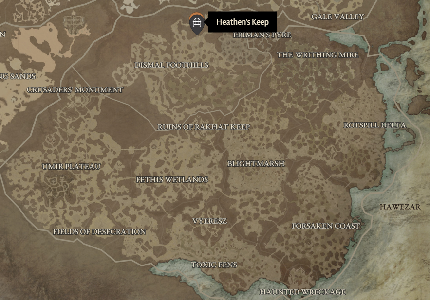 Heathen's Keep Diablo 4 Location
