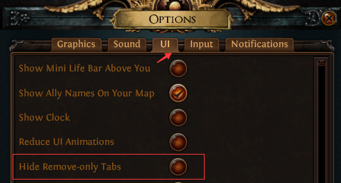 Hide Remove-only Tabs PoE
