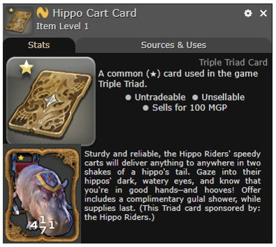 FFXIV Hippo Cart Card