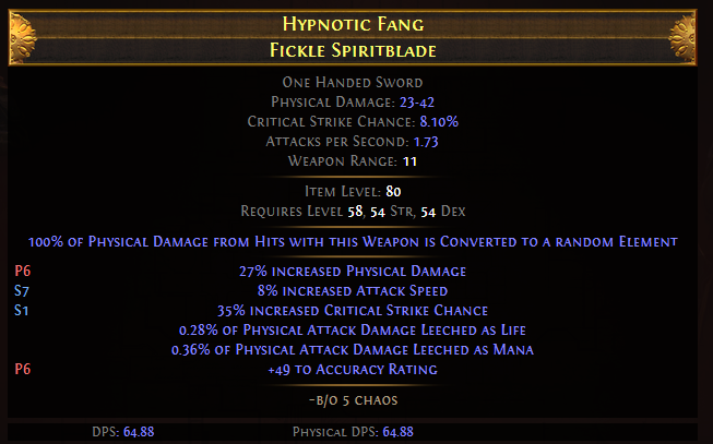 Hypnotic Fang Fickle Spiritblade
