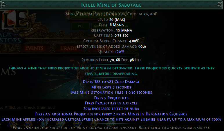 PoE Icicle Mine of Sabotage