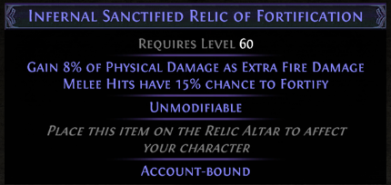 Infernal Sanctified Relic of Fortification PoE