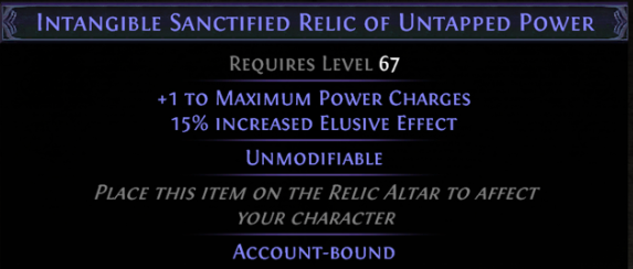 Intangible Sanctified Relic of Untapped Power PoE