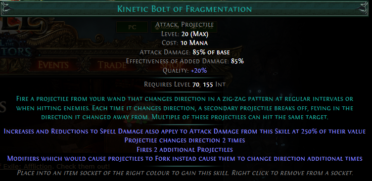 PoE Kinetic Bolt of Fragmentation