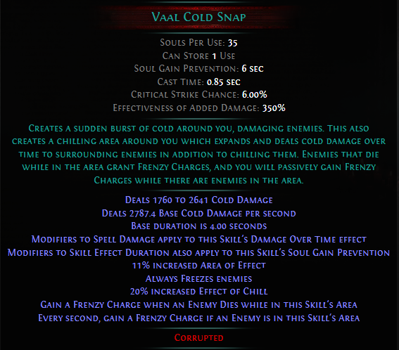 Level 21 Vaal Cold Snap