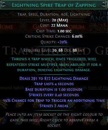 PoE Lightning Spire Trap of Zapping