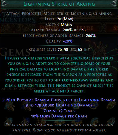 PoE Lightning Strike of Arcing