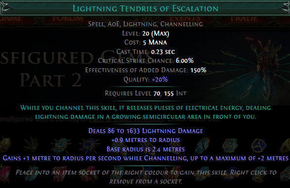 PoE Lightning Tendrils of Escalation